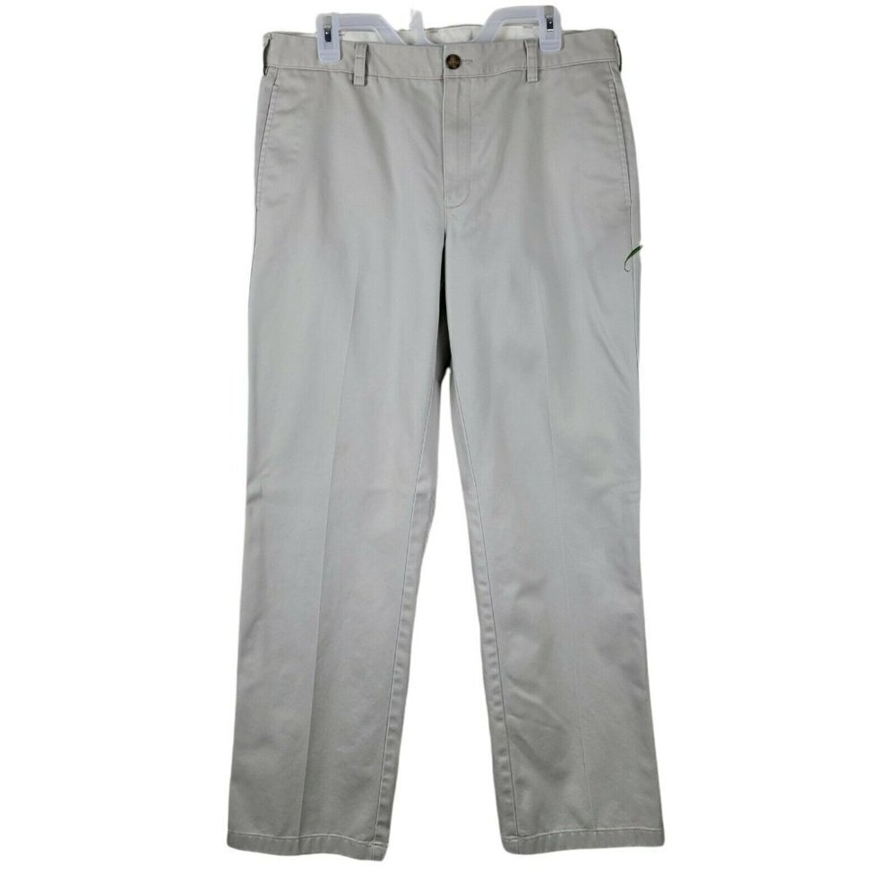 L.L. Bean Mens Standard Fit Khaki Pants 34x32 Tan 100% Cotton Casual Work